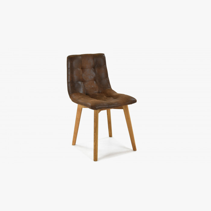 Krzesło dębowe - brązowe imitacja skóry, Leonardo , {PARENT_CATEGORY_NAME - 3