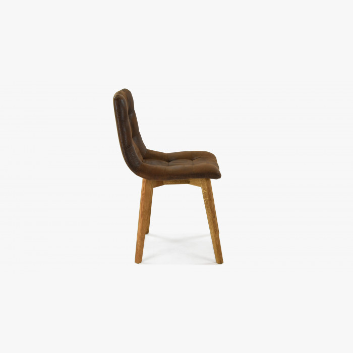 Krzesło dębowe - brązowe imitacja skóry, Leonardo , {PARENT_CATEGORY_NAME - 4