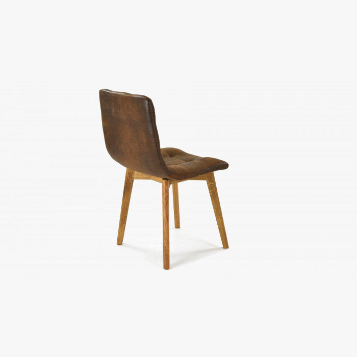Krzesło dębowe - brązowe imitacja skóry, Leonardo , {PARENT_CATEGORY_NAME - 5