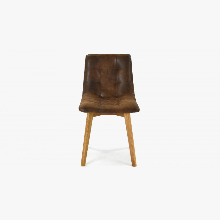 Krzesło dębowe - brązowe imitacja skóry, Leonardo , {PARENT_CATEGORY_NAME - 6