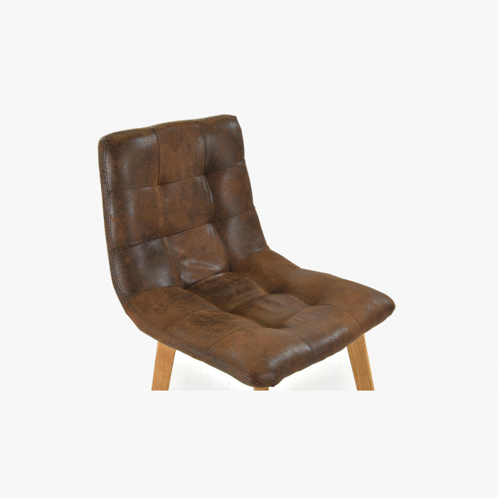 Krzesło dębowe - brązowe imitacja skóry, Leonardo , {PARENT_CATEGORY_NAME - 7