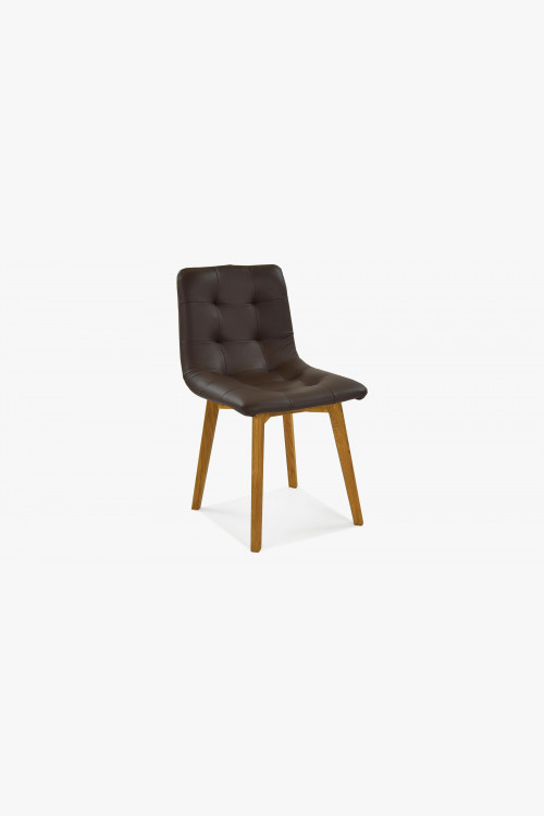 Krzesło dębowe ze skóry ciemnobrązowe, Leonardo - 1