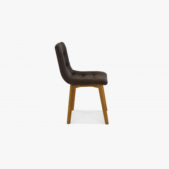 Krzesło dębowe ze skóry ciemnobrązowe, Leonardo , {PARENT_CATEGORY_NAME - 4