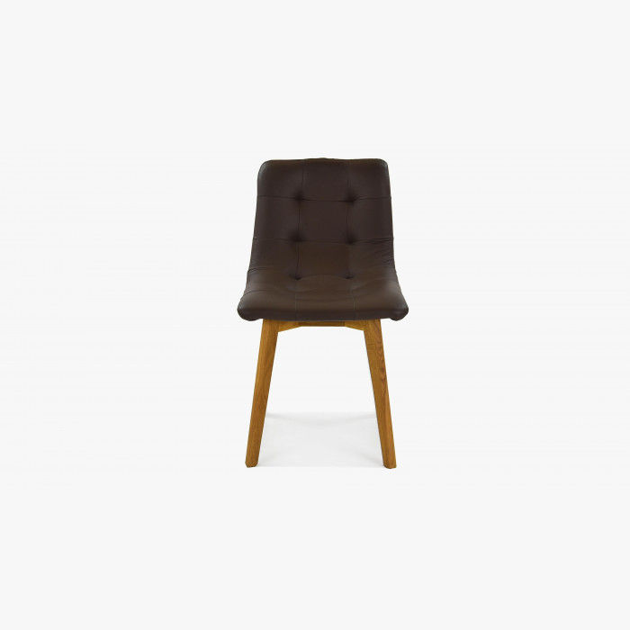 Krzesło dębowe ze skóry ciemnobrązowe, Leonardo , {PARENT_CATEGORY_NAME - 5