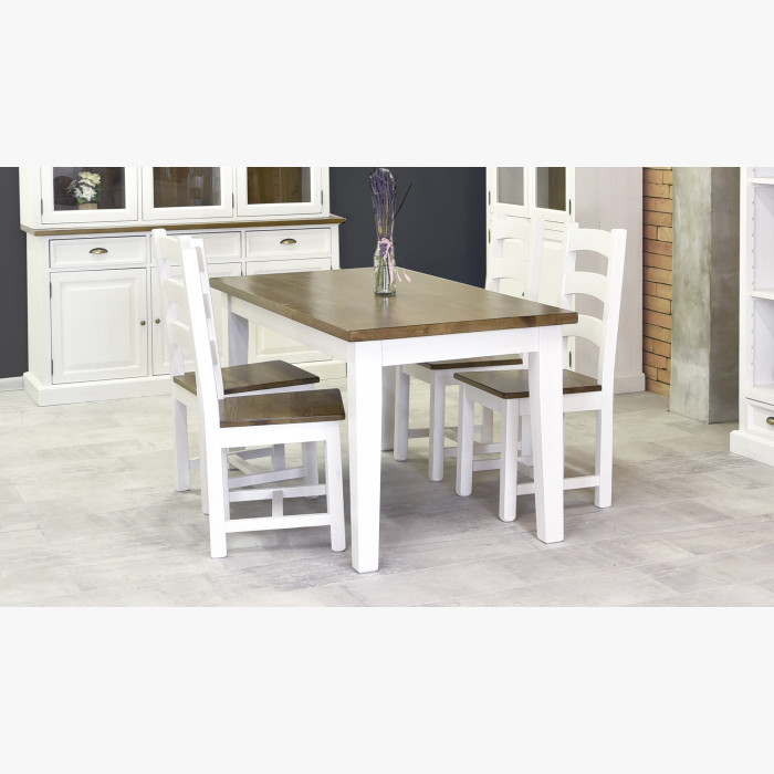 Stół z litego drewna biały - brązowy , {PARENT_CATEGORY_NAME - 10