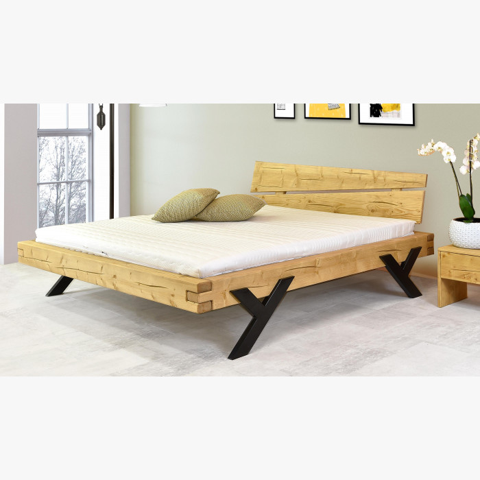 Łóżko designerskie z belek, nogi stalowe w kształcie litery Y, 160 x 200 cm , {PARENT_CATEGORY_NAME - 3