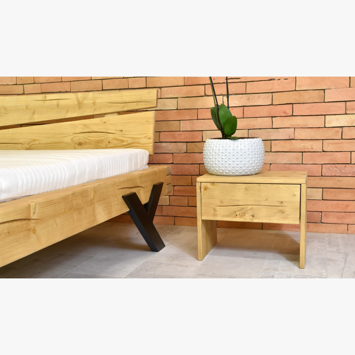 Łóżko designerskie z belek, nogi stalowe w kształcie litery Y, 160 x 200 cm , {PARENT_CATEGORY_NAME - 8