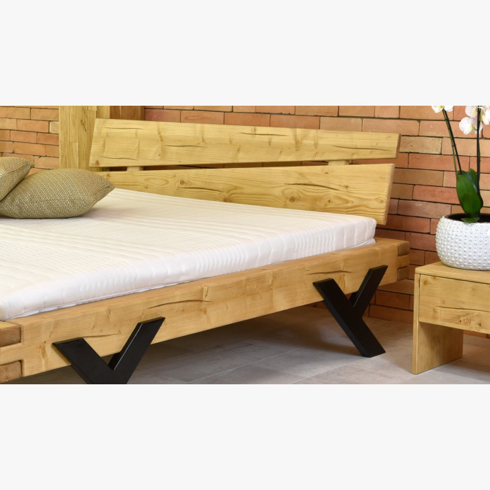 Łóżko designerskie z belek, nogi stalowe w kształcie litery Y, 160 x 200 cm , {PARENT_CATEGORY_NAME - 9