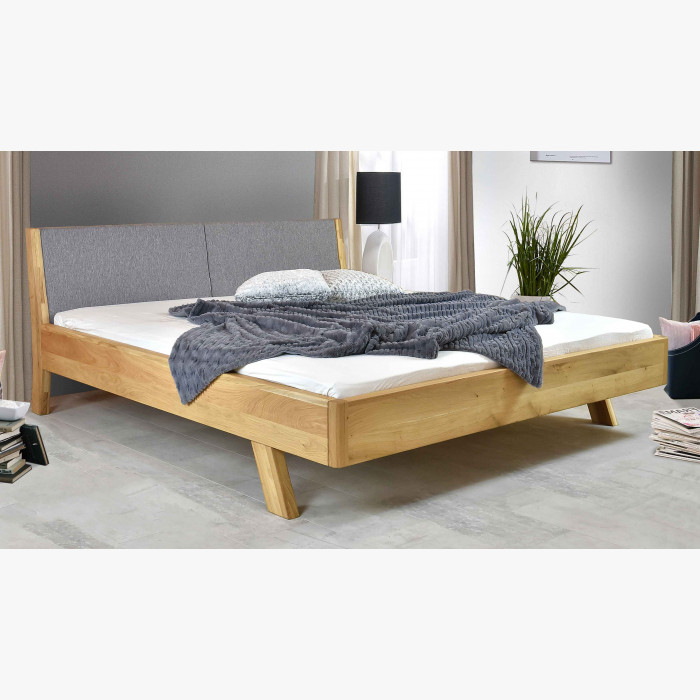 Łóżko z litego drewna - tapicerowane wezgłowie szare Marina 160 x 200 cm , {PARENT_CATEGORY_NAME - 2