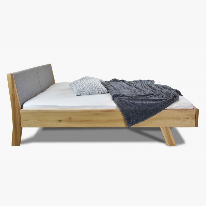 Łóżko z litego drewna - tapicerowane wezgłowie szare Marina 160 x 200 cm , {PARENT_CATEGORY_NAME - 3