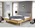 Łóżko z litego drewna - tapicerowane wezgłowie szare Marina 160 x 200 cm , {PARENT_CATEGORY_NAME - 7