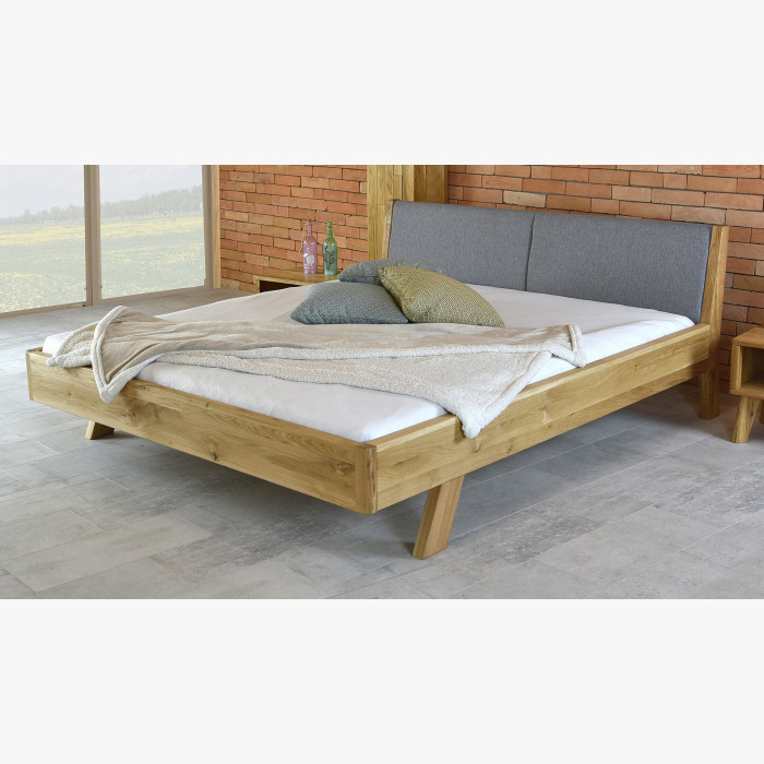 Łóżko z litego drewna - tapicerowane wezgłowie szare Marina 160 x 200 cm , {PARENT_CATEGORY_NAME - 8