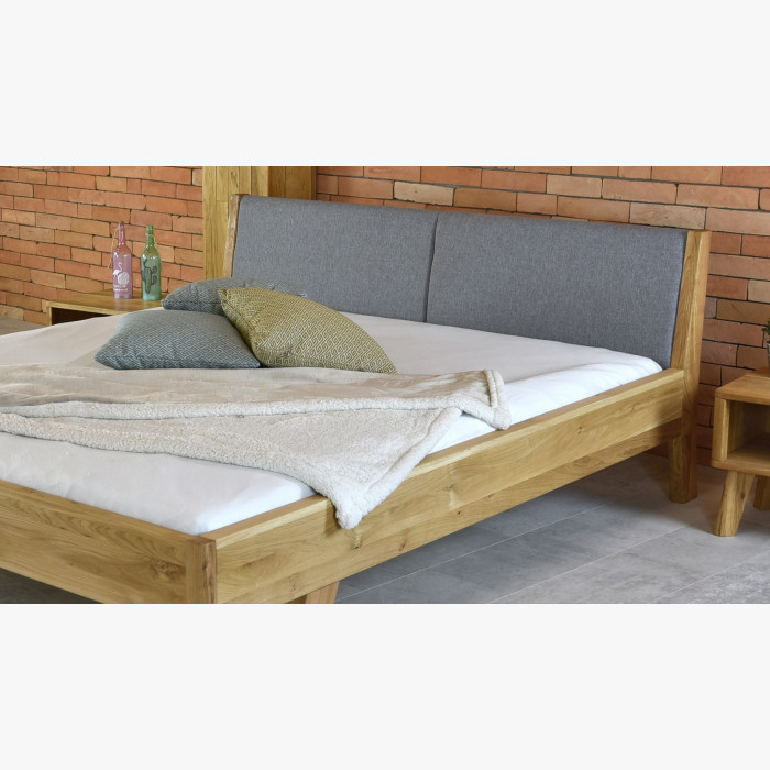 Łóżko z litego drewna - tapicerowane wezgłowie szare Marina 160 x 200 cm , {PARENT_CATEGORY_NAME - 12