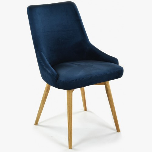 Krzesło do jadalni aksamitne Laura, ciemnoniebieskie - hydrofobowe - 1
