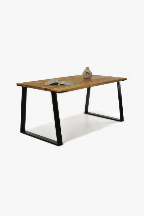 Stół z litego drewna - nogi z czarnej stali dąb, LOFT 160 x 90 cm - 1