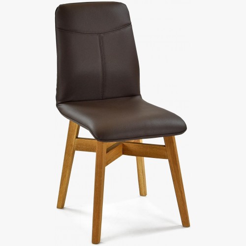 Krzesło skórzane ciemnobrązowe York - nogi dębowe - 1