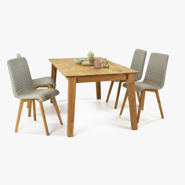 Drewniany stół do jadalni Mirek dąb i krzesła Arosa szare , {PARENT_CATEGORY_NAME - 1