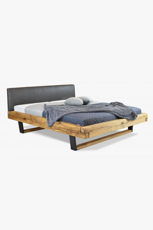 Nowoczesne łóżko z litego dębu z metalowymi nogami, Laura 180 x 200