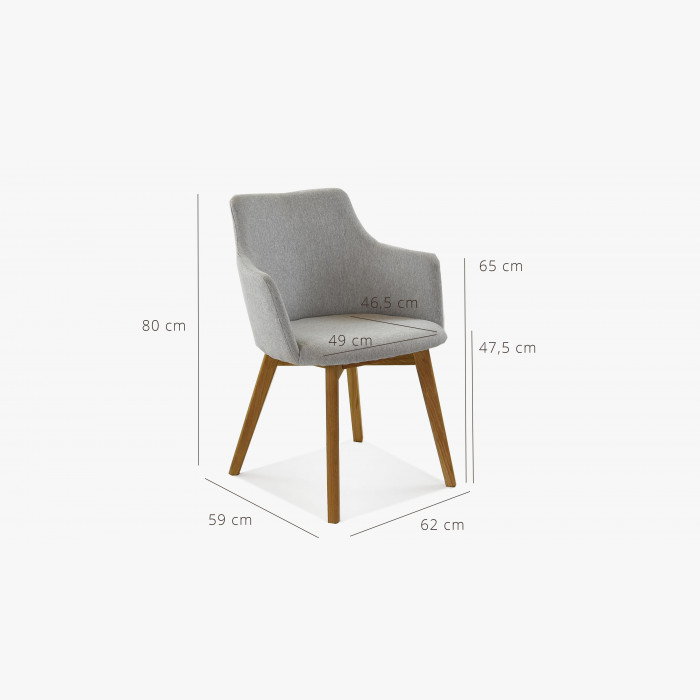 Krzesło z podłokietnikami - Bella, easy clean, siwe , {PARENT_CATEGORY_NAME - 6