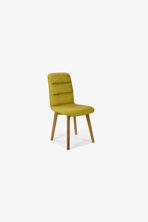 Wygodne krzesło, tapicerowane, nogi dębowe, żółte Orlando - 1