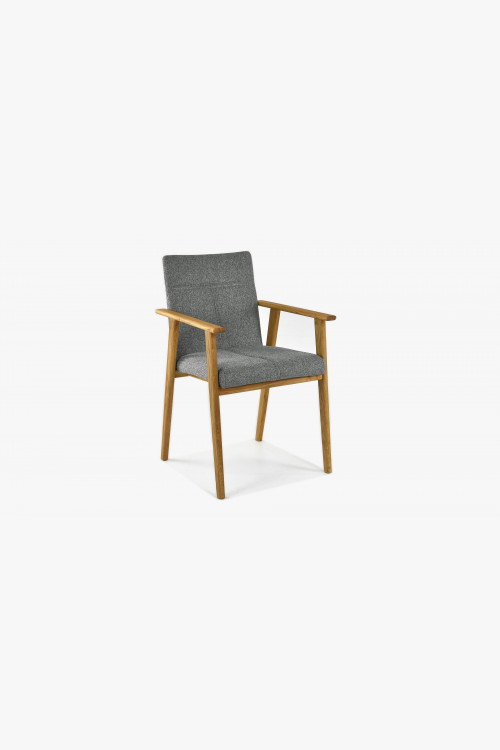 Krzesło z dębu z podłokietnikami do jadalni, Alina ciemnoszare - 1