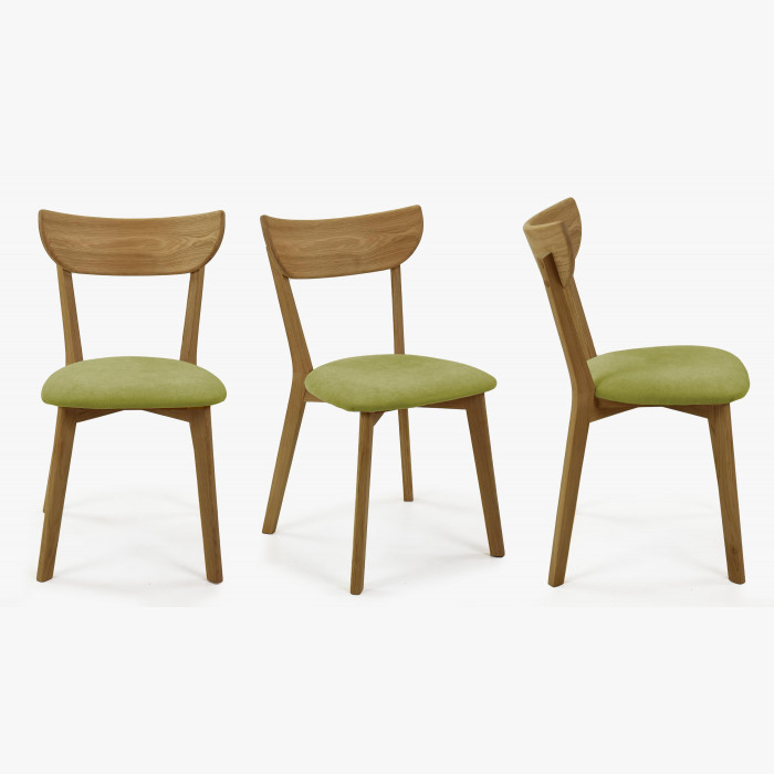 Nowoczesne dębowe krzesło Eva, zielone siedzisko , {PARENT_CATEGORY_NAME - 2