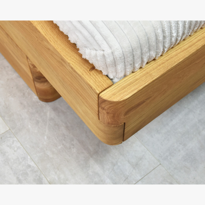 Dębowe łóżko tapicerowane wezgłowie szare, Dominika 160 x 200 cm , {PARENT_CATEGORY_NAME - 5