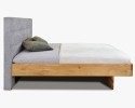 Dębowe łóżko tapicerowane wezgłowie szare, Dominika 160 x 200 cm , {PARENT_CATEGORY_NAME - 10