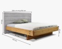 Dębowe łóżko tapicerowane wezgłowie szare, Dominika 160 x 200 cm , {PARENT_CATEGORY_NAME - 12