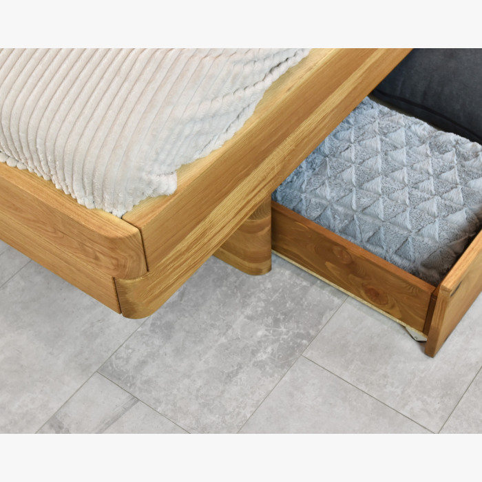 Dębowe łóżko, tapicerowane wezgłowie szare, Dominika 180 x 200 cm , {PARENT_CATEGORY_NAME - 7