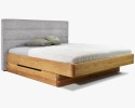 Dębowe łóżko, tapicerowane wezgłowie szare, Dominika 180 x 200 cm , {PARENT_CATEGORY_NAME - 1