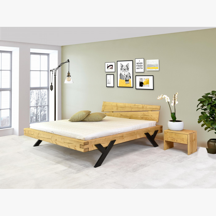 Łóżko designerskie z belek, nogi stalowe w kształcie litery Y, 180 x 200 cm , {PARENT_CATEGORY_NAME - 12