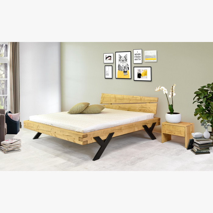 Łóżko designerskie z belek, nogi stalowe w kształcie litery Y, 180 x 200 cm , {PARENT_CATEGORY_NAME - 13