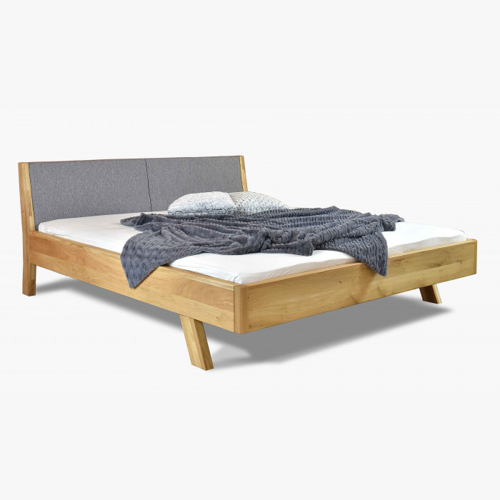 Łóżko z litego drewna - tapicerowane wezgłowie  szare Marina 180 x 200 cm , {PARENT_CATEGORY_NAME - 1