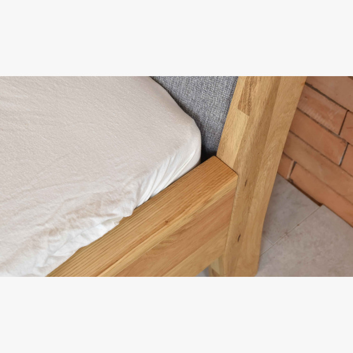 Łóżko z litego drewna - tapicerowane wezgłowie  szare Marina 180 x 200 cm , {PARENT_CATEGORY_NAME - 6
