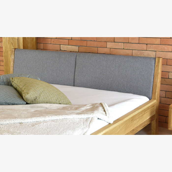 Łóżko z litego drewna - tapicerowane wezgłowie  szare Marina 180 x 200 cm , {PARENT_CATEGORY_NAME - 9