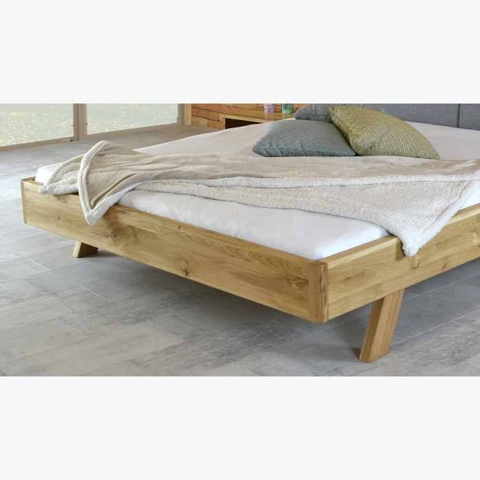 Łóżko z litego drewna - tapicerowane wezgłowie  szare Marina 180 x 200 cm , {PARENT_CATEGORY_NAME - 11