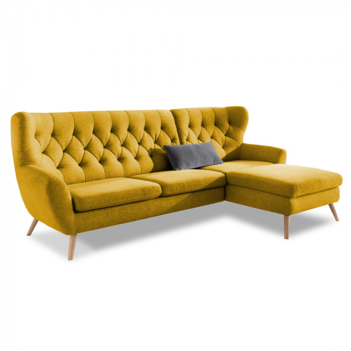 Sofa narożna - tkanina AquaClean, żółty Wzór skandynawski VOSS , {PARENT_CATEGORY_NAME - 5