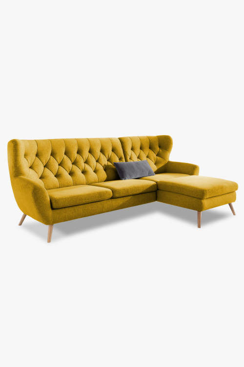 Sofa narożna - tkanina AquaClean, żółty Wzór skandynawski VOSS , {PARENT_CATEGORY_NAME - 1