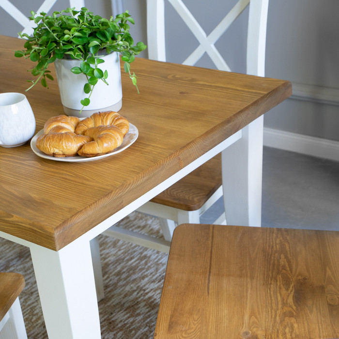 Drewniany stół do jadalni Provenance biały, brąz 140 x 80 cm, Lille , {PARENT_CATEGORY_NAME - 2