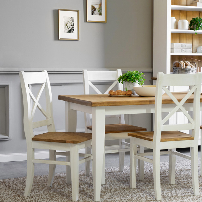 Drewniany stół do jadalni Provenance biały, brąz 140 x 80 cm, Lille , {PARENT_CATEGORY_NAME - 5