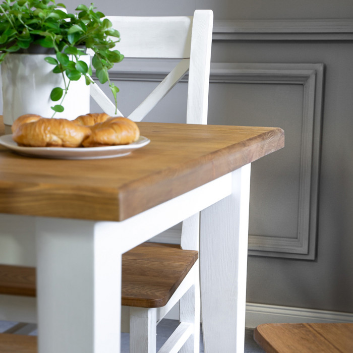 Drewniane krzesło prowansalskie biało-brązowe, sosna Lille , {PARENT_CATEGORY_NAME - 5