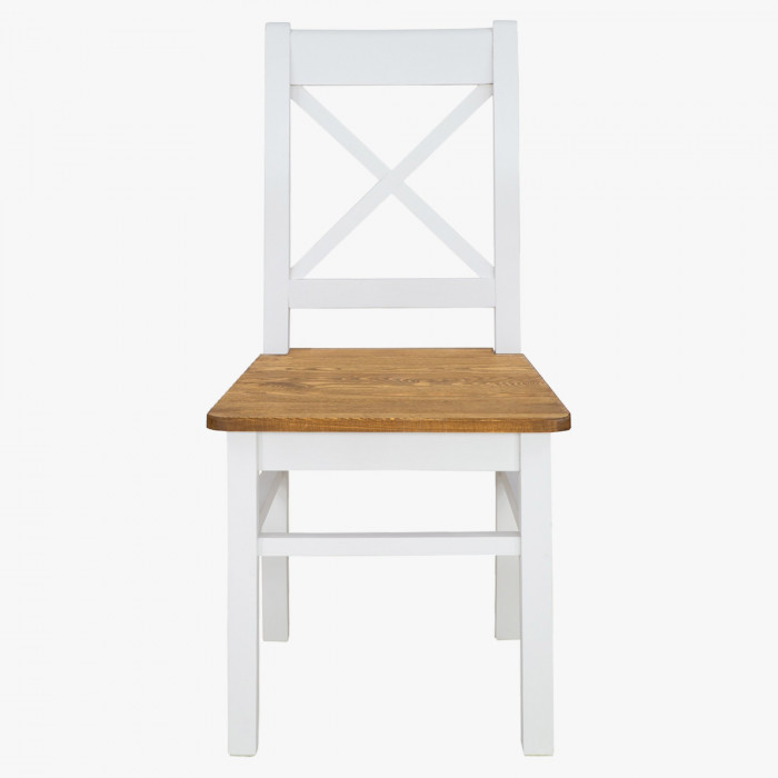 Drewniane krzesło prowansalskie biało-brązowe, sosna Lille , {PARENT_CATEGORY_NAME - 3