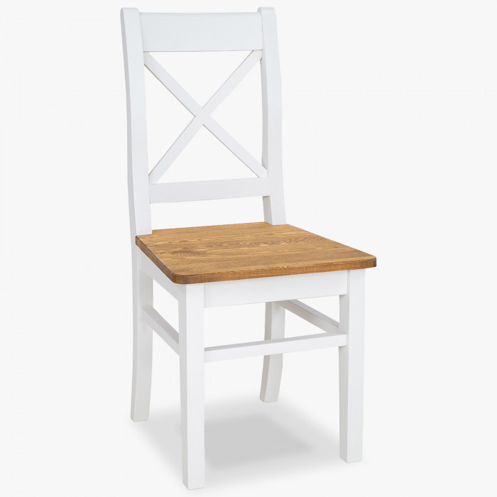 Drewniane krzesło prowansalskie biało-brązowe, sosna Lille , {PARENT_CATEGORY_NAME - 1