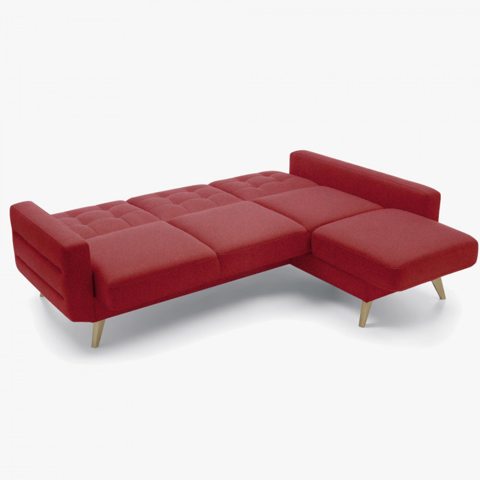 Sofa narożna - tkanina AquaClean, bordowa Skandynawski design Voss , {PARENT_CATEGORY_NAME - 2