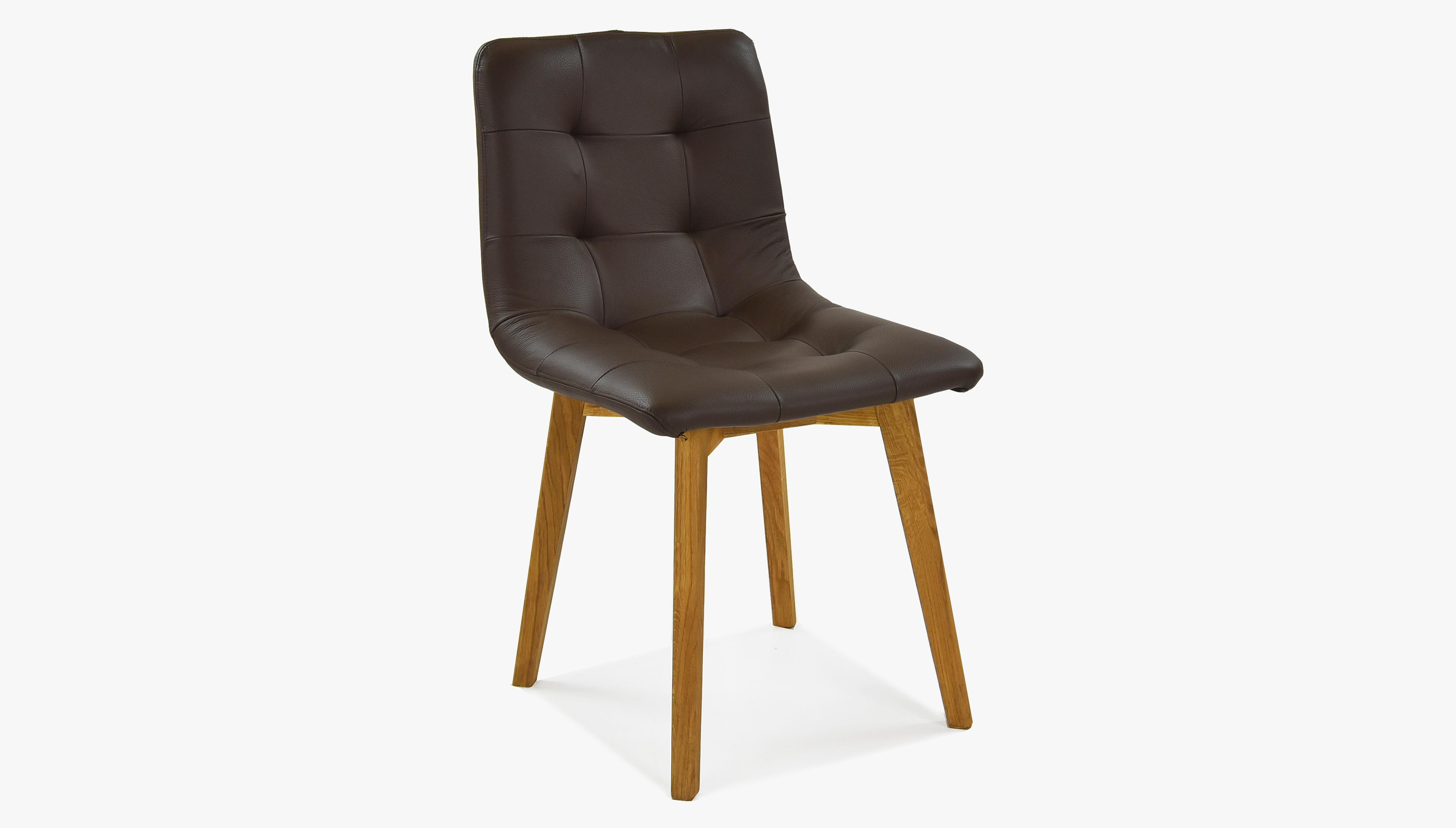Dubová židle Kožená Leonardo - BROWN pravá kůže