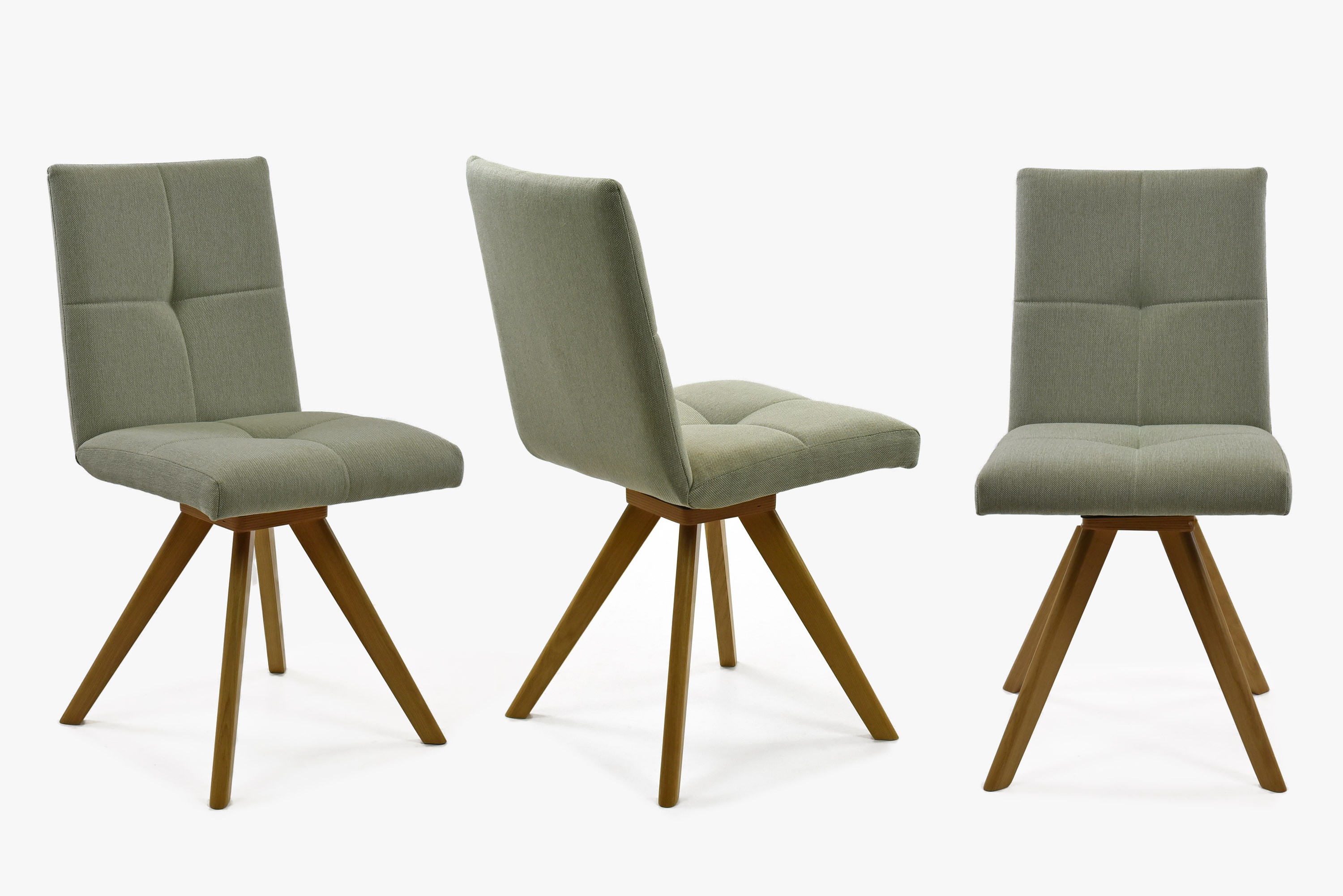 Jídelní židle, dřevěný nohy dub mátová, model Odense sedák otáčecí